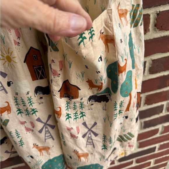 Princess Highway Farm Scene Animals Linen Cotton Short Sleeve Sz. 10 Dress - Picture 8 of 8